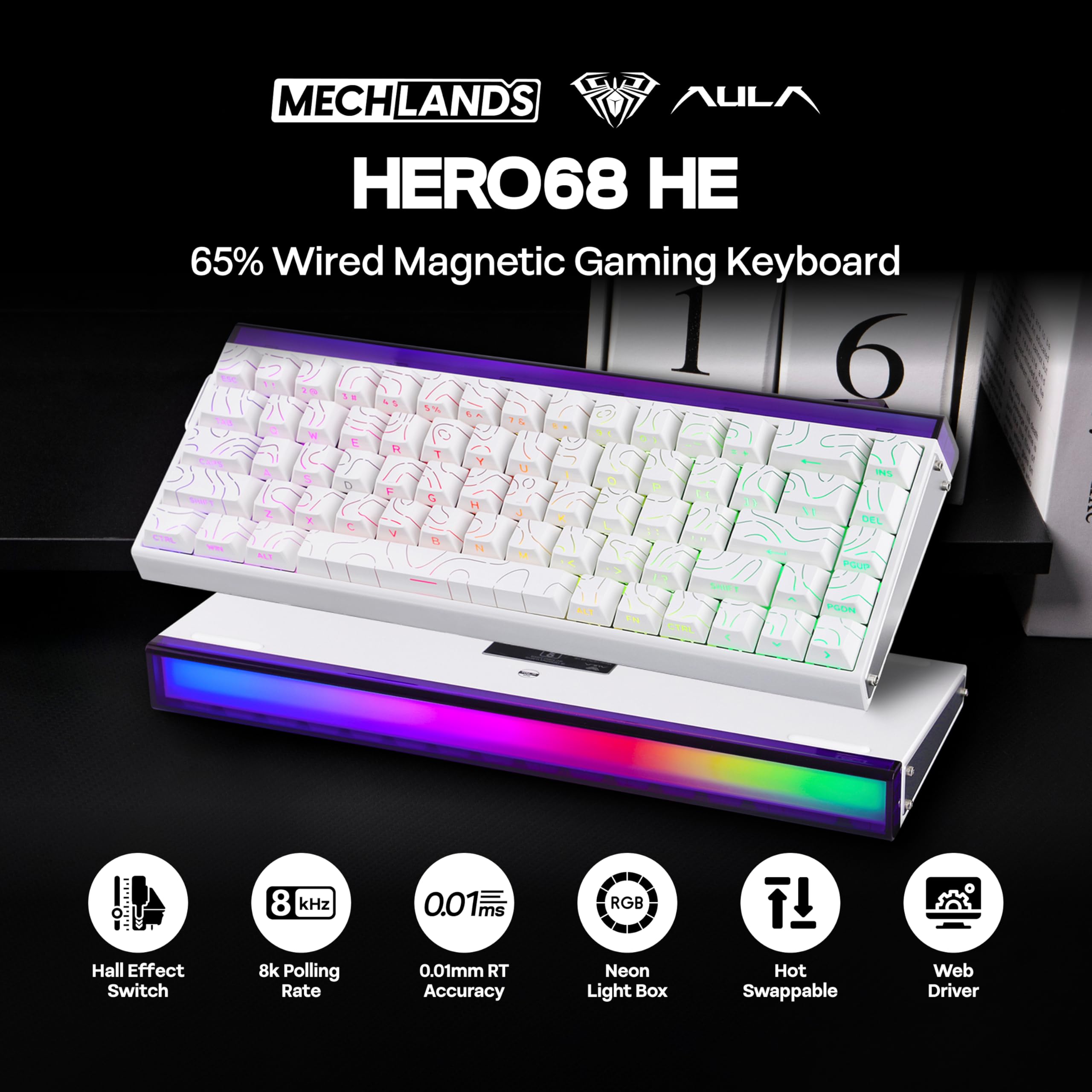 Amazon.com: MechLands Aula Hero68 HE Wired Magnetic Gaming
